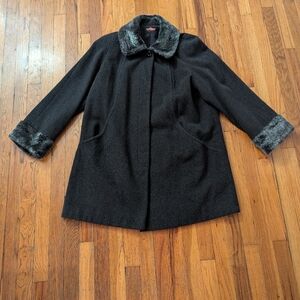 Vintage Wool Cuffed Winter Coat Jacket